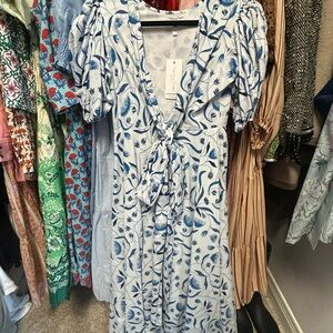 Monsoon and Beyond Blue and White Floral Midi Dress